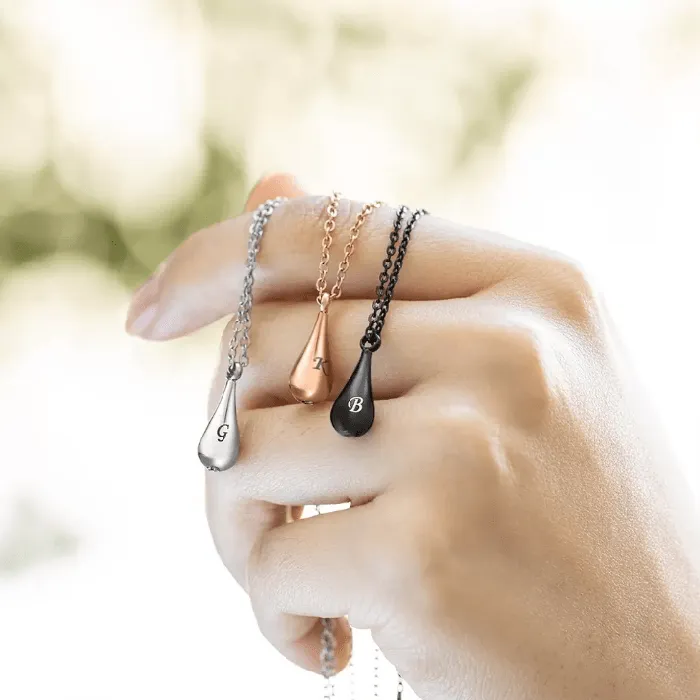 Belbren Engraved Teardrop Cremation Urn Necklace Personalized Memorial Jewelry for Ashes Necklaces
