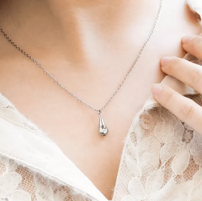 Belbren Engraved Teardrop Cremation Urn Necklace Personalized Memorial Jewelry for Ashes Necklaces
