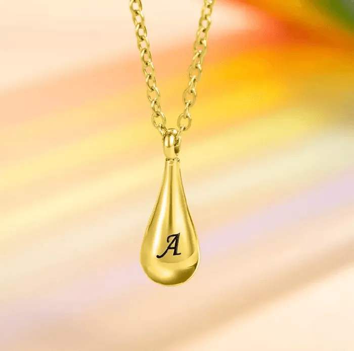 Belbren Engraved Teardrop Cremation Urn Necklace Personalized Memorial Jewelry for Ashes Necklaces