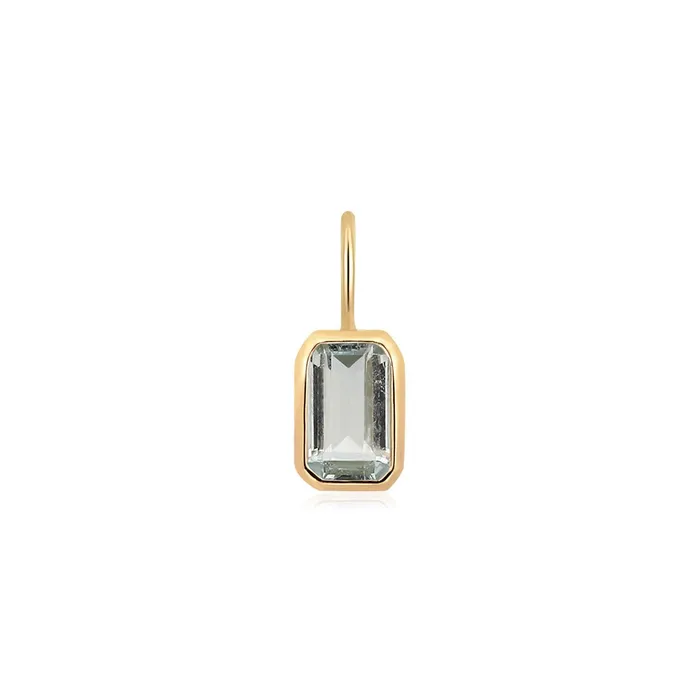 Blue Topaz 14K Yellow Gold Bezel Charm Croghans Charm Necklaces