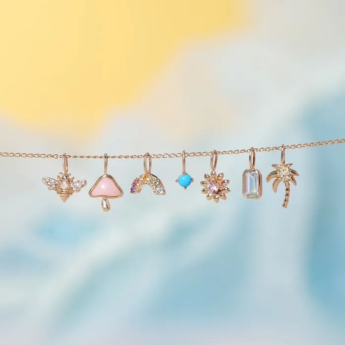 Blue Topaz 14K Yellow Gold Bezel Charm Croghans Charm Necklaces