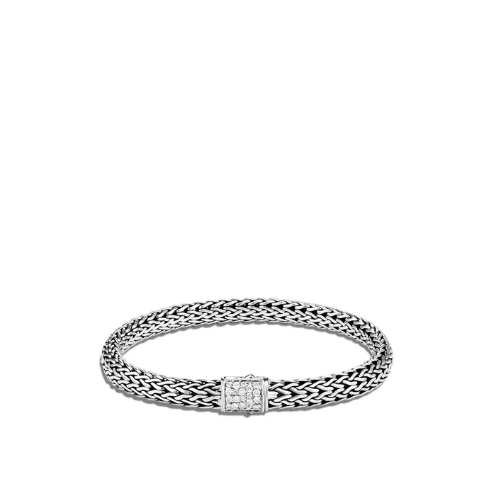 Bracelets John Hardy John Hardy Classic Chain Sterling Silver Reversible Bracelet with Pave Diamonds Treated Black Sapphire Bracelets John Hardy John Hardy Classic Chain Sterling Silver Reversible Bracelet with Pave Diamonds Treated Black Sapphire