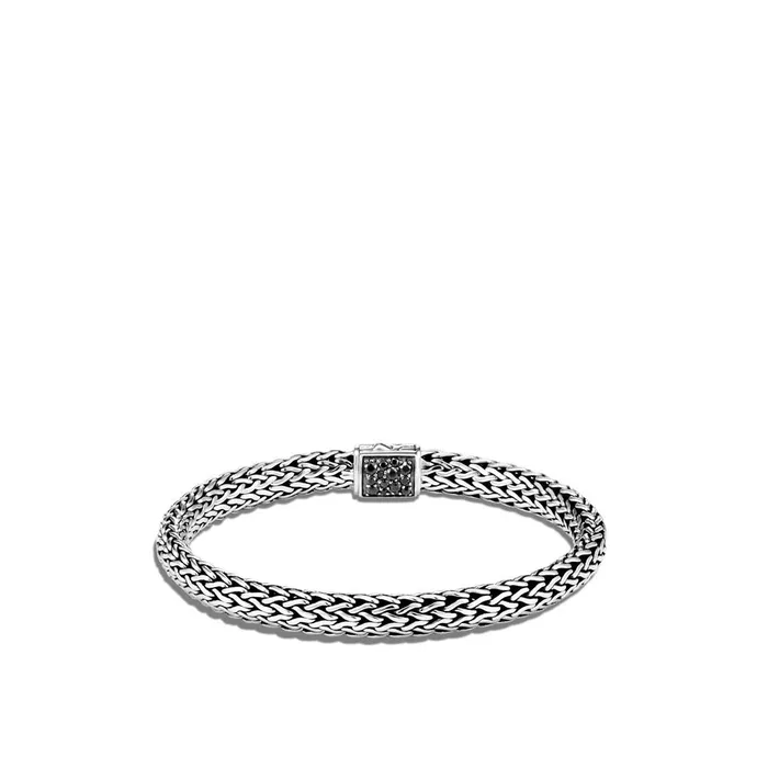 Bracelets John Hardy John Hardy Classic Chain Sterling Silver Reversible Bracelet with Pave Diamonds Treated Black Sapphire Bracelets John Hardy John Hardy Classic Chain Sterling Silver Reversible Bracelet with Pave Diamonds Treated Black Sapphire