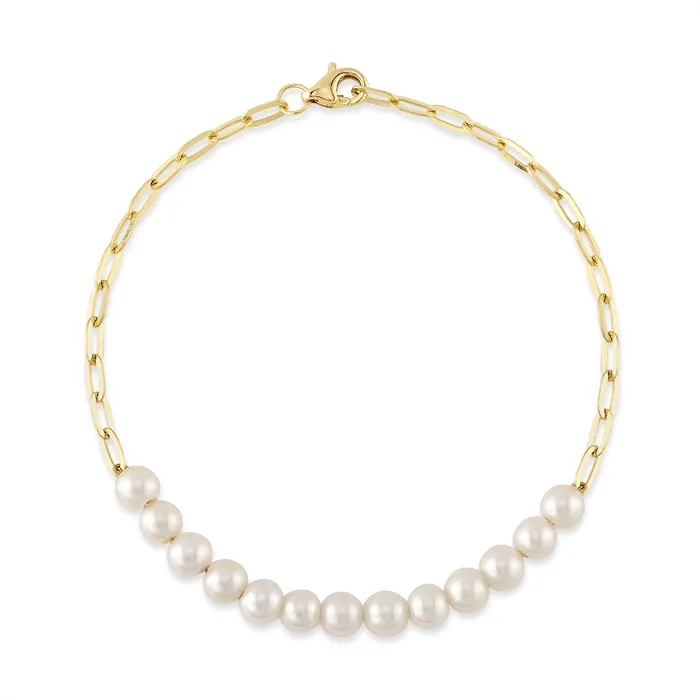 Bracelets Meierotto Jewelers 14K Yellow Gold Cultured Pearl Paperclip Link Bracelet Bracelets Meierotto Jewelers 14K Yellow Gold Cultured Pearl Paperclip Link Bracelet