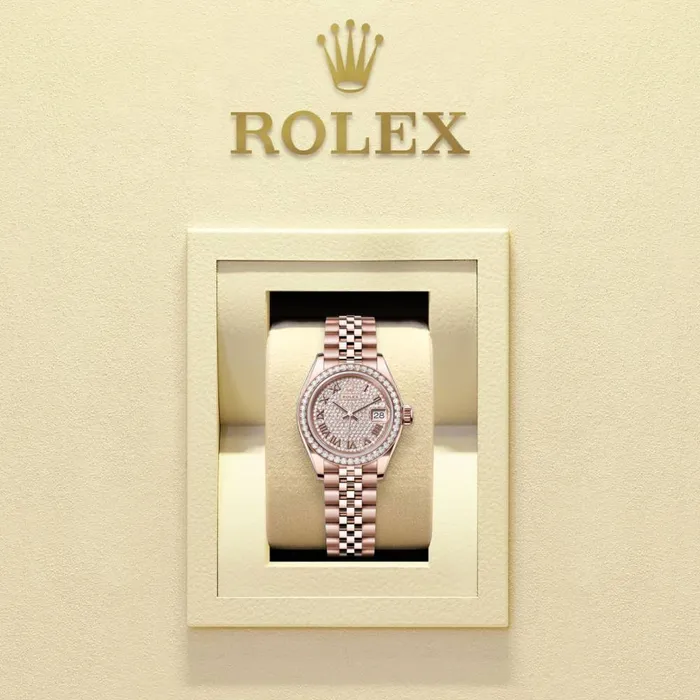 Bracelets Rolex LadyDatejust 28mm Ref 279135rbr0022 Roman Diamond Pave Dial Diamond Bezel 18K Rose Gold Jubilee Bracelet Womens Watch Rolex