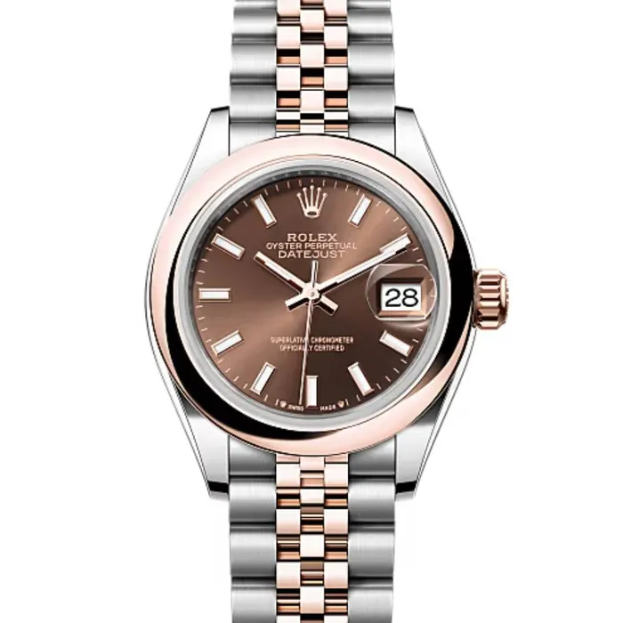 Bracelets Rolex LadyDatejust 28mm Ref 2791610017 Chocolate Stick Dial Two Tone Stainless Steel 18K Rose Gold Jubilee Bracelet Womens Watch Rolex