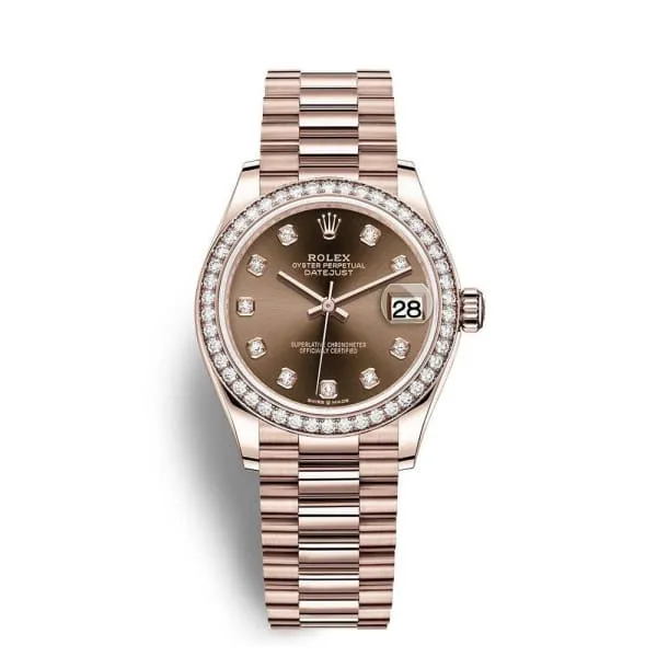 Bracelets Rolex Rolex Datejust 31mm Ref 278285rbr0006 Chocolate Diamond Dial Diamond Bezel 18K Rose Gold President Bracelet Womens Watch Bracelets Rolex Rolex Datejust 31mm Ref 278285rbr0006 Chocolate Diamond Dial Diamond Bezel 18K Rose Gold President Bracelet Womens Watch