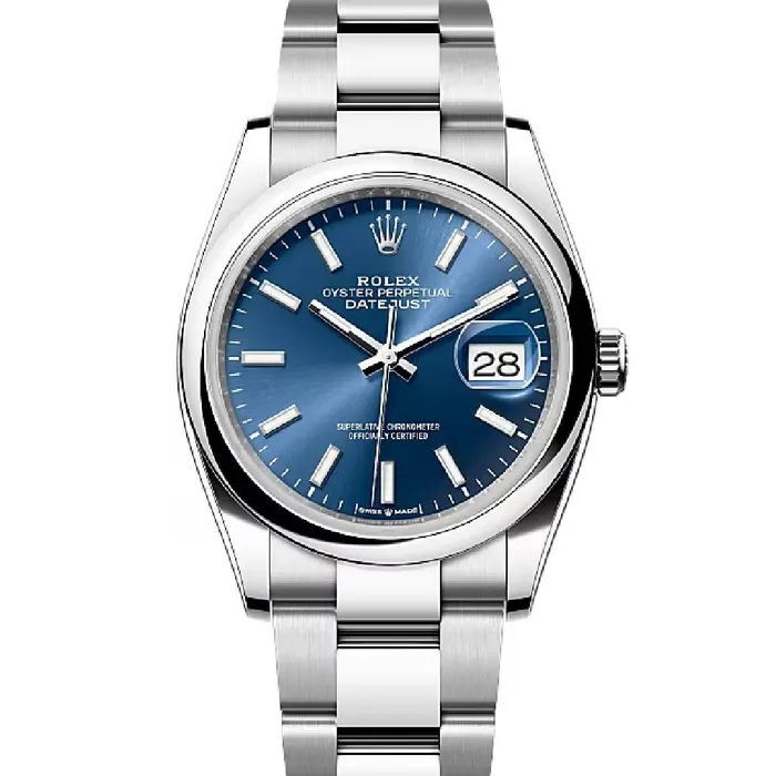 Bracelets Rolex Rolex Datejust 36mm Ref 1262000006 Blue Stick Dial Stainless Steel Oyster Bracelet Watch