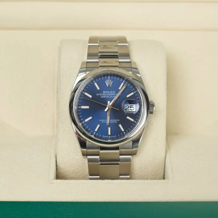 Bracelets Rolex Rolex Datejust 36mm Ref 1262000006 Blue Stick Dial Stainless Steel Oyster Bracelet Watch
