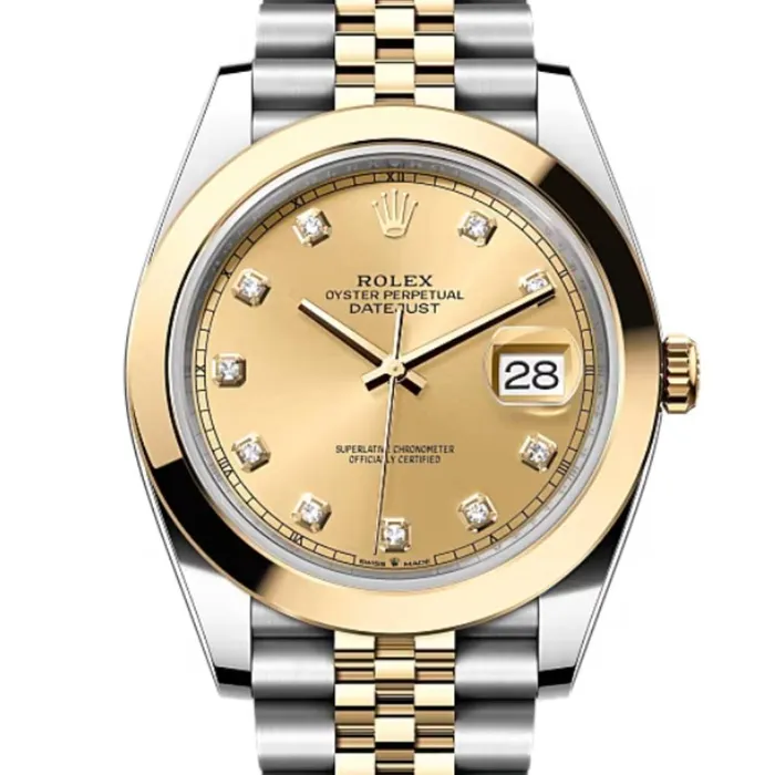 Bracelets Rolex Rolex Datejust 41mm Ref 1263030012 Champagne 1263030005 Two Tone Stainless Steel 18K Yellow Gold Jubilee Bracelet Mens Watch