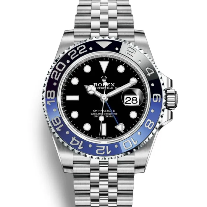 Bracelets Rolex Rolex GMTMaster II Batgirl 40mm Ref 126710blnr0002 Black Dial Black Blue Bezel Stainless Steel Jubilee Bracelet Mens Watch