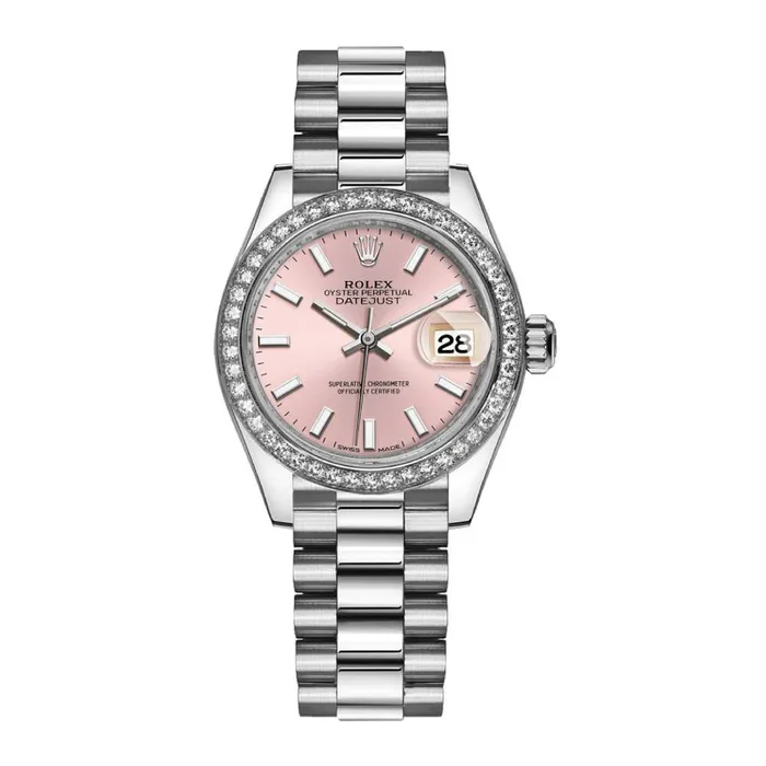 Bracelets Rolex Rolex LadyDatejust 28mm Ref 279136rbr0004 Pink Dial Diamond Bezel 18K White Gold Presidential Bracelet Womens Watch Bracelets Rolex Rolex LadyDatejust 28mm Ref 279136rbr0004 Pink Dial Diamond Bezel 18K White Gold Presidential Bracelet Womens Watch