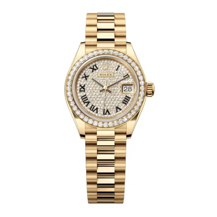 Bracelets Rolex Rolex Lady Datejust 28mm Ref 279138rbr0029 Diamond Pave Dial 18K Yellow Gold President Bracelet Womens Watch Bracelets Rolex Rolex Lady Datejust 28mm Ref 279138rbr0029 Diamond Pave Dial 18K Yellow Gold President Bracelet Womens Watch