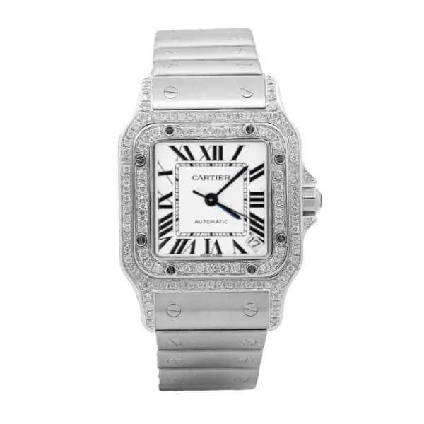 Cartier Bracelets Cartier Santos de Cartier 32mm Watch Ref 2823 White Roman Dial Diamond Bezel Stainless Steel Bracelet Cartier Bracelets Cartier Santos de Cartier 32mm Watch Ref 2823 White Roman Dial Diamond Bezel Stainless Steel Bracelet