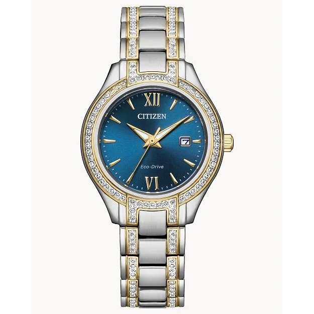 Citizen Rings Citizen Silhouette Crystal TwoTone Blue Dial 30mm EcoDrive