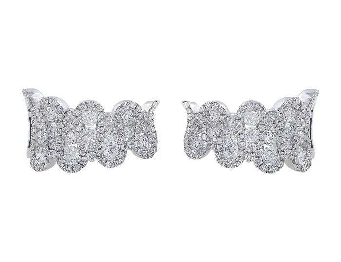 CJ Charles Jewelers Earrings 18k White Gold and Diamond Wave Earrings