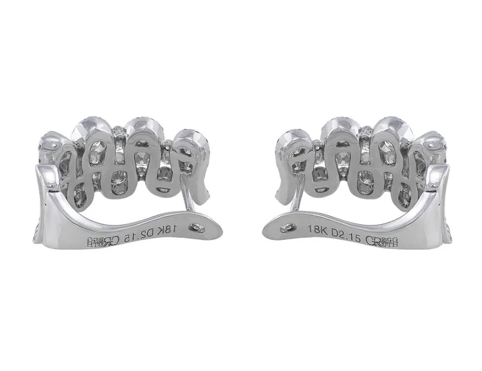 CJ Charles Jewelers Earrings 18k White Gold and Diamond Wave Earrings CJ Charles Jewelers Earrings 18k White Gold and Diamond Wave Earrings