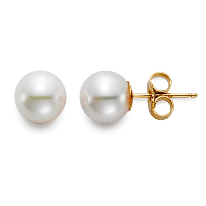 Croghans Earrings 9510mm A Freshwater Pearl 14K Yellow Gold Stud Earrings