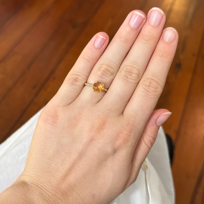 Croghans Rings Citrine Diamond 14K Yellow Gold Braided Ring