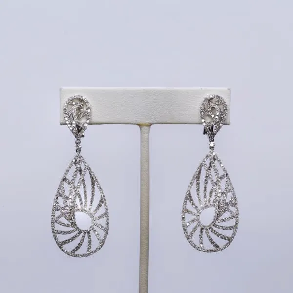 Diamond Source NYC Earrings Stunning 18k White Gold Chandelier Earrings with Round Diamonds 485ct Diamond Source NYC Earrings Stunning 18k White Gold Chandelier Earrings with Round Diamonds 485ct
