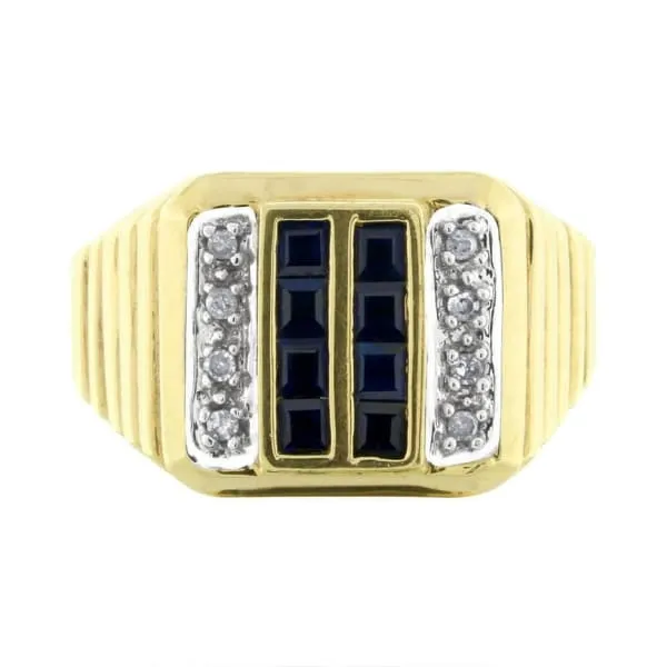 Diamond Source NYC Rings Mens 020ct sapphires 10k yellow gold ring RN2185