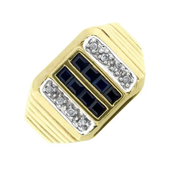 Diamond Source NYC Rings Mens 020ct sapphires 10k yellow gold ring RN2185