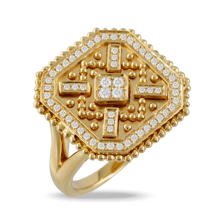 Doves Rings Doves 18K Yellow Gold Diamond Ring in Satin Finish
