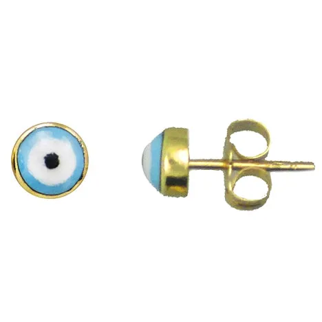 Earrings 14K Yellow Gold Evil Eye Stud Earrings in Light Blue Enamel Meierotto Jewelers Earrings 14K Yellow Gold Evil Eye Stud Earrings in Light Blue Enamel Meierotto Jewelers