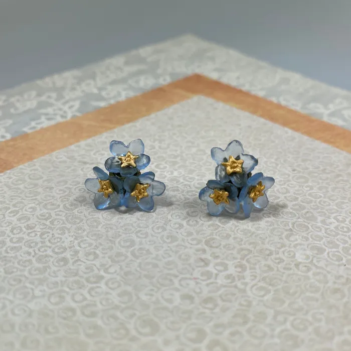 Earrings Forget Me Not Triple Flower Post Earrings Michael Michaud