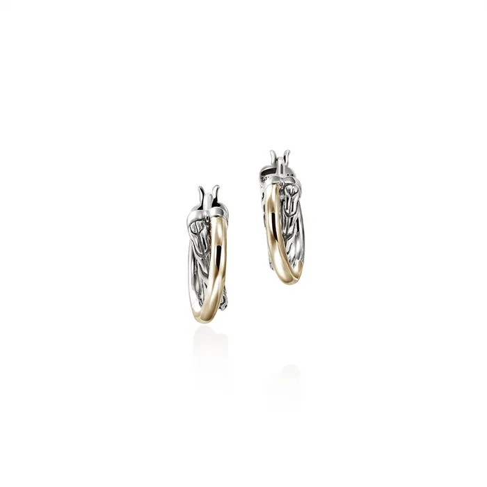 Earrings John Hardy John Hardy Essentials Silver and 14K Gold 95mm Crossover Hoop Earrings Earrings John Hardy John Hardy Essentials Silver and 14K Gold 95mm Crossover Hoop Earrings