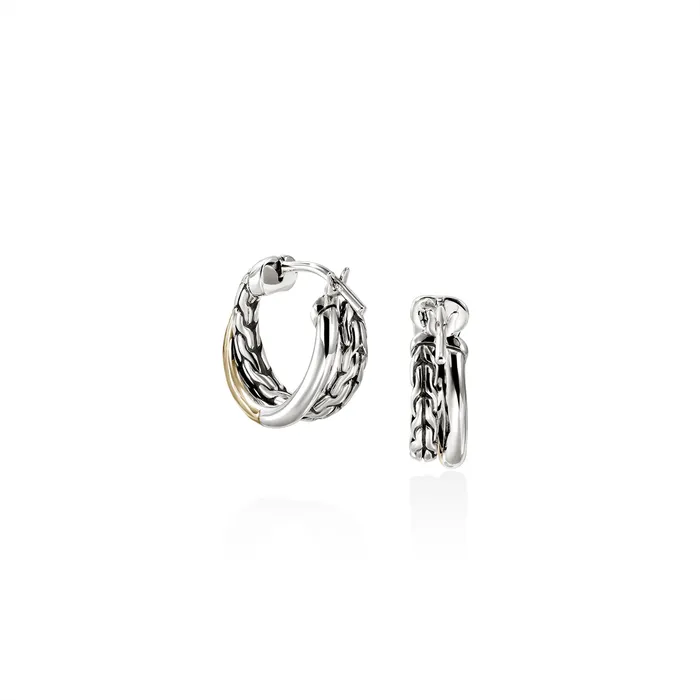 Earrings John Hardy John Hardy Essentials Silver and 14K Gold 95mm Crossover Hoop Earrings Earrings John Hardy John Hardy Essentials Silver and 14K Gold 95mm Crossover Hoop Earrings