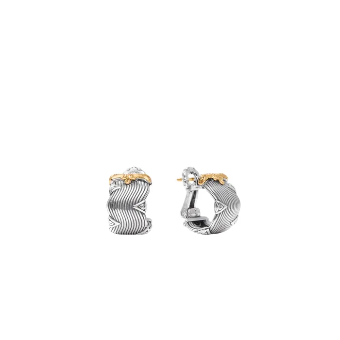 Earrings Konstantino Konstantino Kyma Collection Sterling and Gold Golden Sunbeam Wide Huggie Hoop Earrings Earrings Konstantino Konstantino Kyma Collection Sterling and Gold Golden Sunbeam Wide Huggie Hoop Earrings