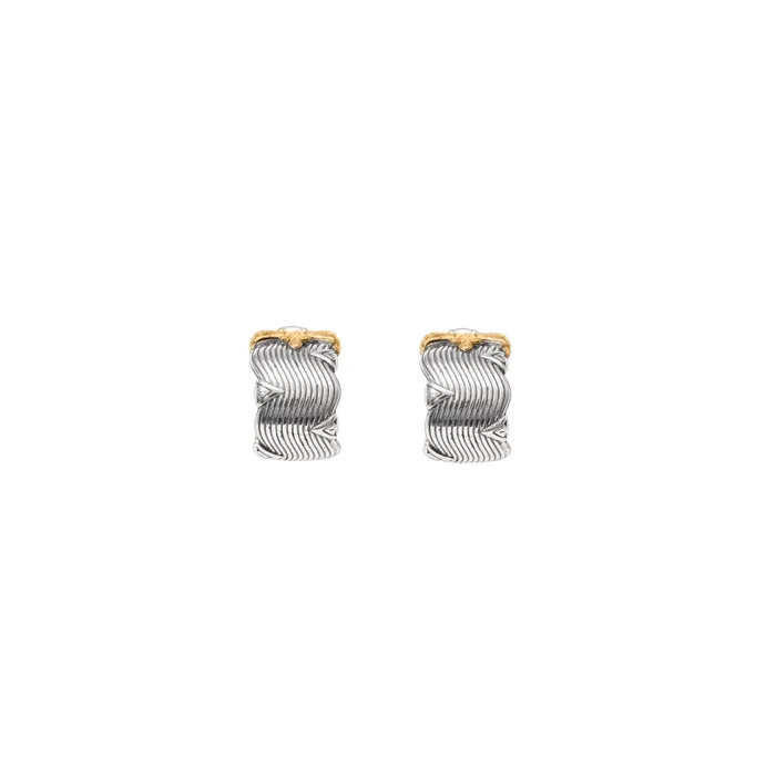 Earrings Konstantino Konstantino Kyma Collection Sterling and Gold Golden Sunbeam Wide Huggie Hoop Earrings Earrings Konstantino Konstantino Kyma Collection Sterling and Gold Golden Sunbeam Wide Huggie Hoop Earrings