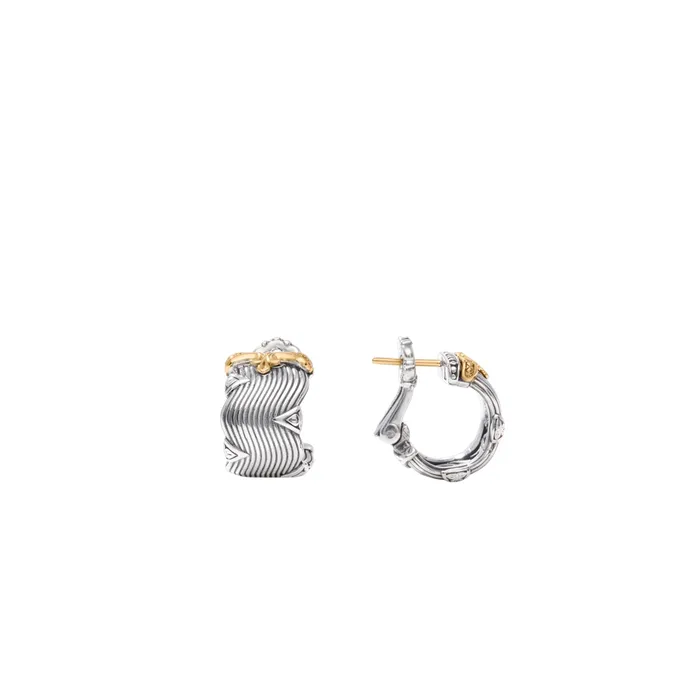 Earrings Konstantino Konstantino Kyma Collection Sterling and Gold Golden Sunbeam Wide Huggie Hoop Earrings Earrings Konstantino Konstantino Kyma Collection Sterling and Gold Golden Sunbeam Wide Huggie Hoop Earrings