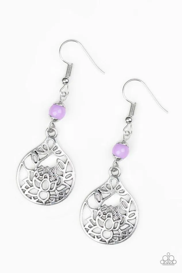 Earrings Paparazzi Earring In Bloom Purple Paparazzi Jewelry
