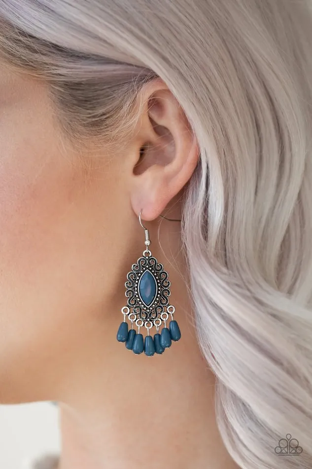 Earrings Paparazzi Earring Private Villa Blue Paparazzi Jewelry