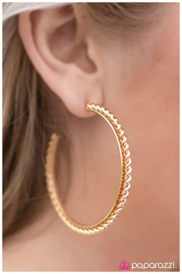 Earrings Paparazzi Jewelry Paparazzi Earring A Little HOOPY Gold