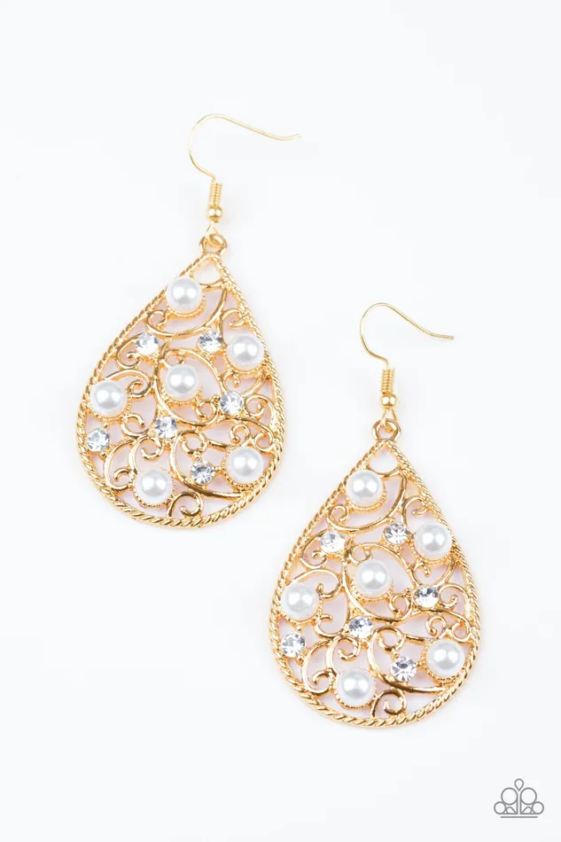 Earrings Paparazzi Jewelry Paparazzi Earring Glowing Vineyards Gold