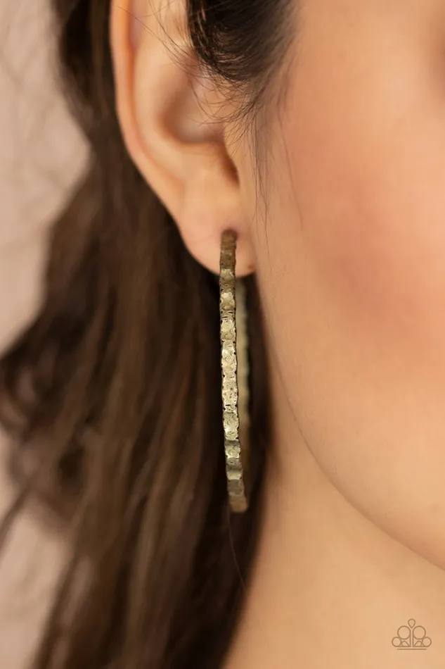 Earrings Paparazzi Jewelry Paparazzi Earring Grungy Grit Brass