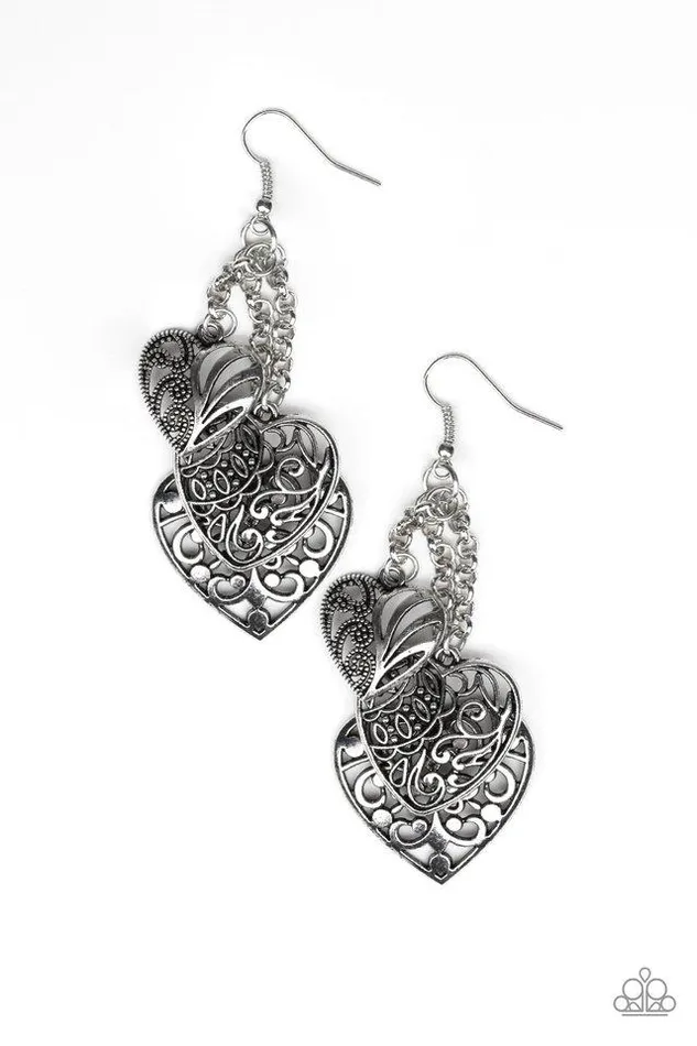 Earrings Paparazzi Jewelry Paparazzi Earring Once Upon A Heart Silver