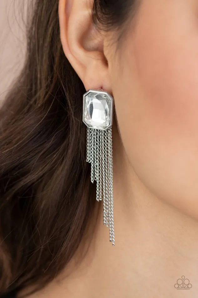 Earrings Paparazzi Jewelry Paparazzi Earring Save for a REIGNy Day White