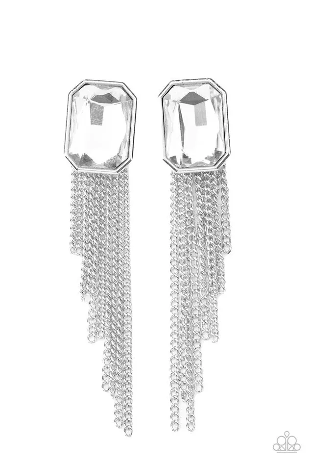 Earrings Paparazzi Jewelry Paparazzi Earring Save for a REIGNy Day White Earrings Paparazzi Jewelry Paparazzi Earring Save for a REIGNy Day White