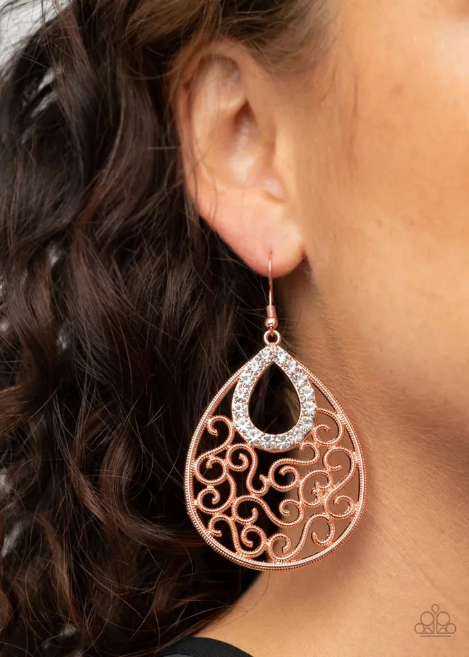 Earrings Paparazzi Jewelry Paparazzi Earring Seize The Stage Copper