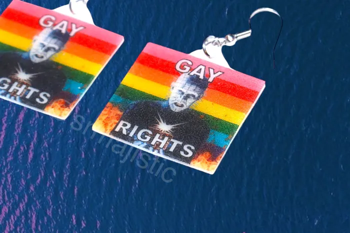 Earrings READY TO SHIP Hellraiser Pinhead Collection of Flaming Pride Flags Handmade Earrings Sam Makes Things Earrings READY TO SHIP Hellraiser Pinhead Collection of Flaming Pride Flags Handmade Earrings Sam Makes Things