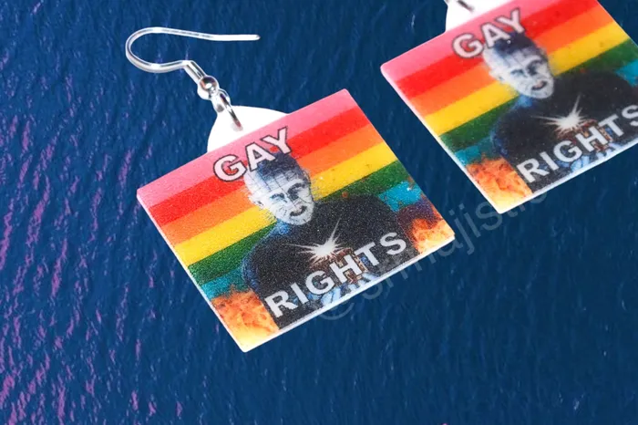 Earrings READY TO SHIP Hellraiser Pinhead Collection of Flaming Pride Flags Handmade Earrings Sam Makes Things Earrings READY TO SHIP Hellraiser Pinhead Collection of Flaming Pride Flags Handmade Earrings Sam Makes Things