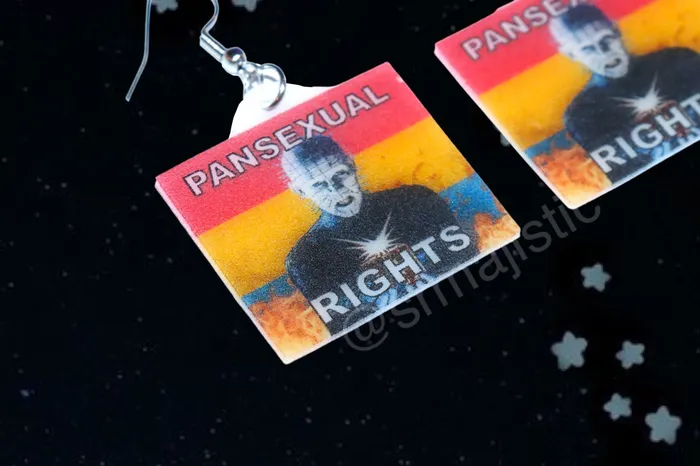 Earrings READY TO SHIP Hellraiser Pinhead Collection of Flaming Pride Flags Handmade Earrings Sam Makes Things Earrings READY TO SHIP Hellraiser Pinhead Collection of Flaming Pride Flags Handmade Earrings Sam Makes Things