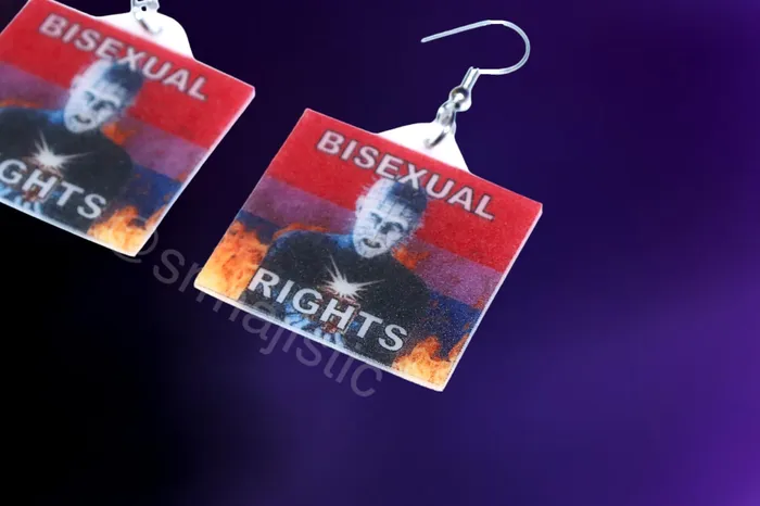 Earrings READY TO SHIP Hellraiser Pinhead Collection of Flaming Pride Flags Handmade Earrings Sam Makes Things Earrings READY TO SHIP Hellraiser Pinhead Collection of Flaming Pride Flags Handmade Earrings Sam Makes Things