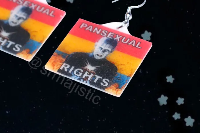 Earrings READY TO SHIP Hellraiser Pinhead Collection of Flaming Pride Flags Handmade Earrings Sam Makes Things Earrings READY TO SHIP Hellraiser Pinhead Collection of Flaming Pride Flags Handmade Earrings Sam Makes Things