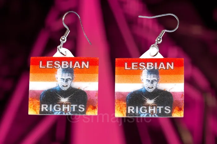 Earrings READY TO SHIP Hellraiser Pinhead Collection of Flaming Pride Flags Handmade Earrings Sam Makes Things Earrings READY TO SHIP Hellraiser Pinhead Collection of Flaming Pride Flags Handmade Earrings Sam Makes Things