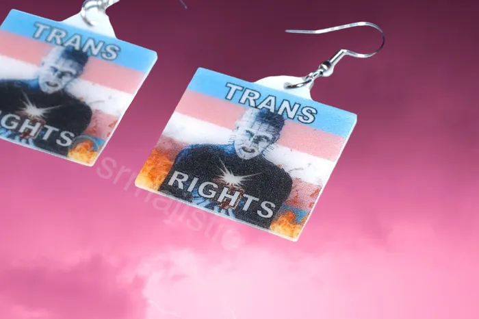 Earrings READY TO SHIP Hellraiser Pinhead Collection of Flaming Pride Flags Handmade Earrings Sam Makes Things Earrings READY TO SHIP Hellraiser Pinhead Collection of Flaming Pride Flags Handmade Earrings Sam Makes Things